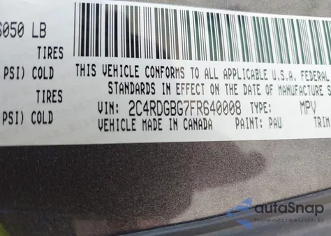 2015 Dodge Grand Caravan Se from USA, damaged, VIN 2C4RDGBG7FR640008